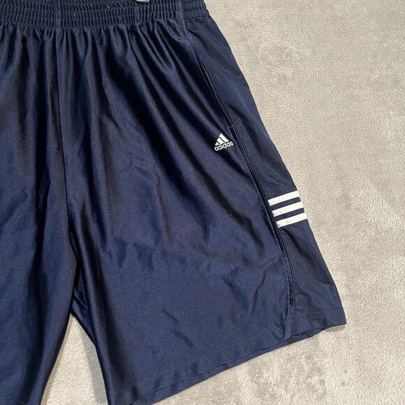Adidas Dazzle Shorts Mens 2XL Blue Silk Three Stripes Athletic Gym Basketball - Picture 2 of 11